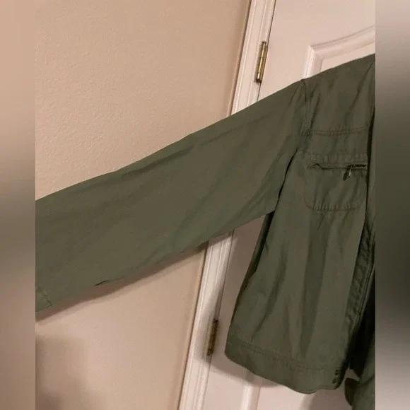 Eddie Bauer Olive Green Utility Bomber Jacket Womens XXL Cotton Zip Front Casual - Picture 5 of 7